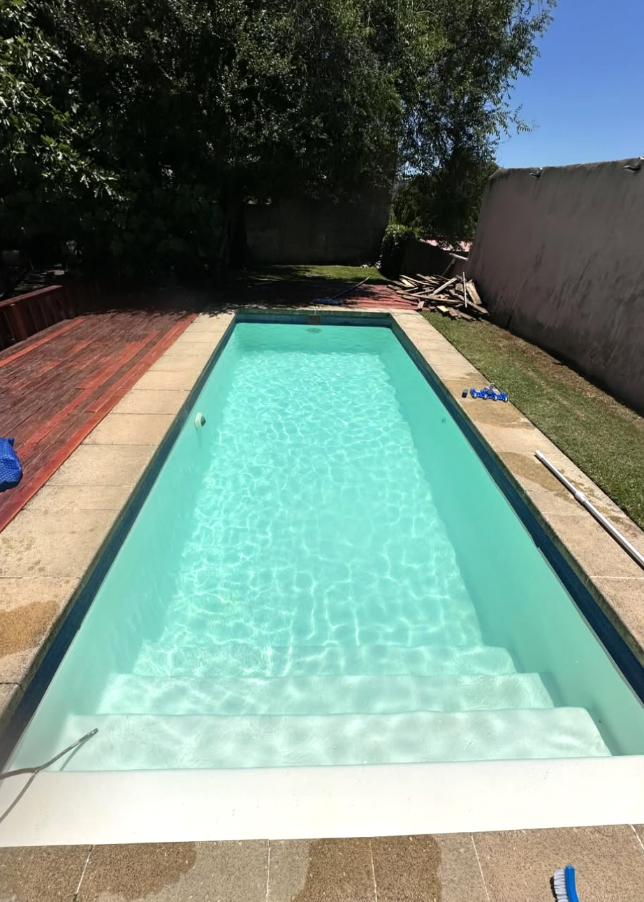 Piscina antes del tratamiento — agua verde